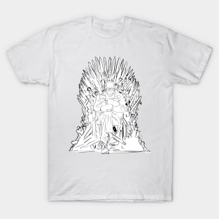 Bernie Sanders mittens on a throne of spades - black and white T-Shirt